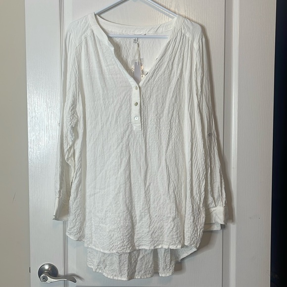 Jane + Delancey Long Sleeve Tunic Blouse White 1X - Picture 1 of 14